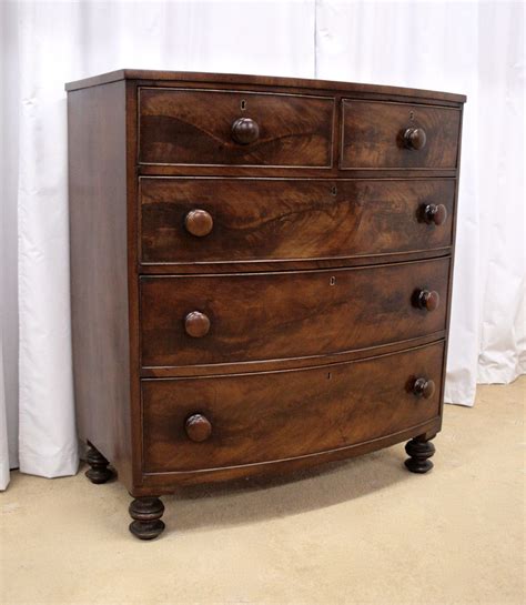 Flame Mahogany Bow Fronted Chest Of Drawers Antiques Atlas