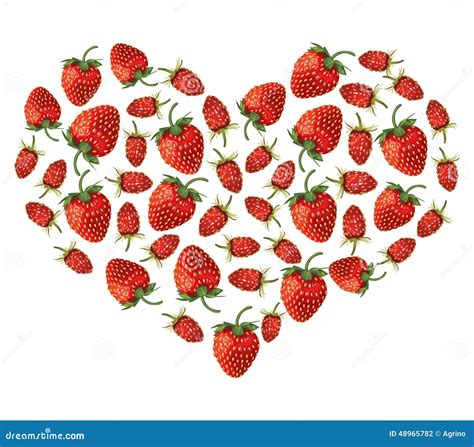 Strawberries Heart Stock Vector Illustration Of Food 48965782