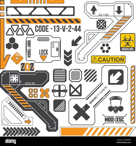 Robot Tech Elements With Signs And Symbols Sci Fi Surface Pattern