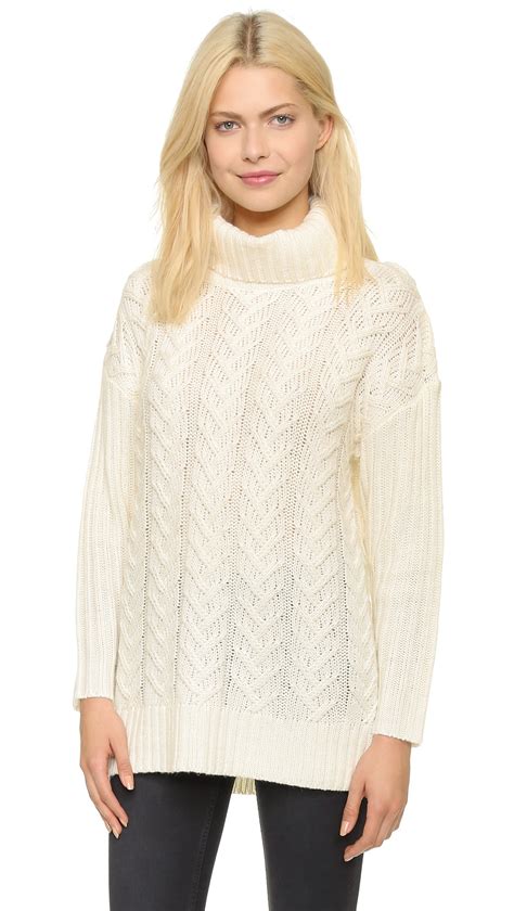 Lyst Glamorous Cable Knit Turtleneck Sweater Cream In Natural