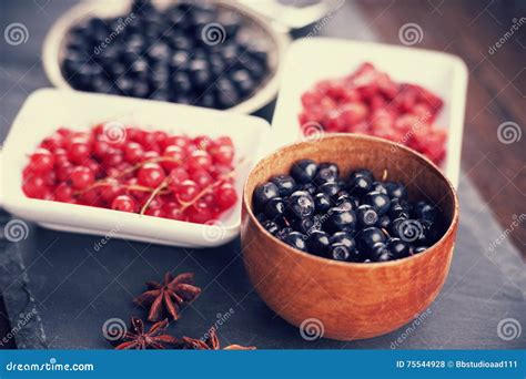 Berry Fruits In Bowls And Dishes Stock Photo Image Of Healthy