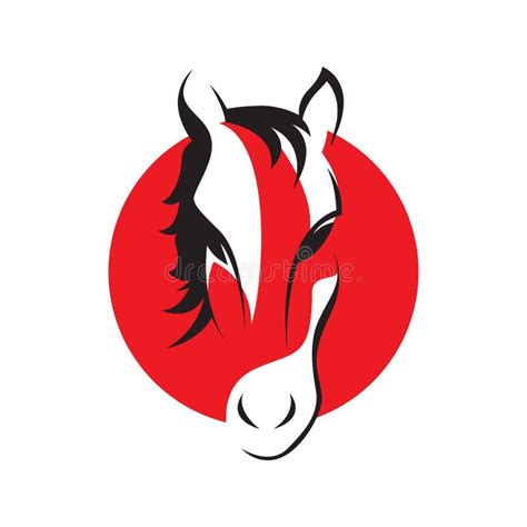 Emblem Of Red Horse Head Logo Template Vector Illustration Design Stock