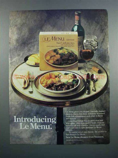 1983 Swanson Le Menu Beef Sirloin Tips Ad