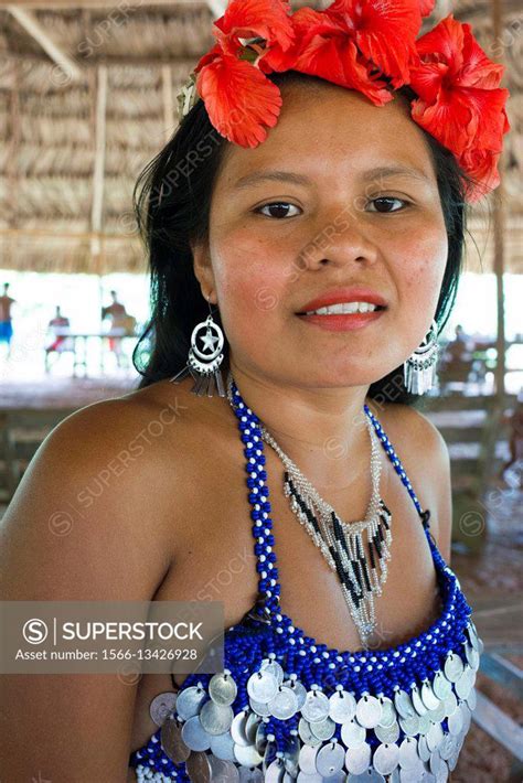 Portrait Of Native Girl Embera In The Village Of The Native Indian