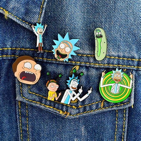 Classic Funny Rick And Morty Cucumber Enamel Pin Genius Scientist Badge