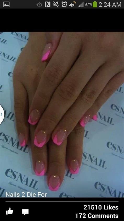 Pink Triangle Nails Pink French Nails French Nail Designs Pink Nails