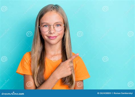 Portrait Photo Of Young Nerd Academic Schoolkid Girl Wear Eyeglasses