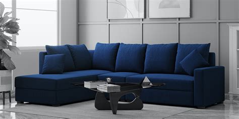 Buy Jordan Fabric RHS Sectional Sofa 3 Lounger In Blue Colour At 5