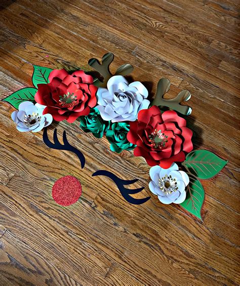 Christmas Rudolph Paper Flower Decoration Christmas Wall Decoration
