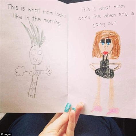 Girl Draws Pictures Showing The Difference Of Mothers Looks When