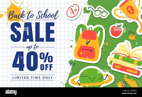 Back To School Sale Banner Colorful Promo Template For School Themed