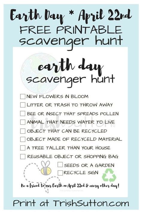 Printable Earth Day Scavenger Hunt
