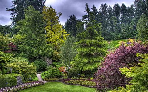 Hd Wallpaper Butchart Canada Garden Gardens Hdr Landscapes Park