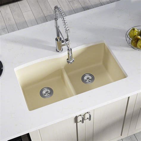 Create a sleek and elegant look with an undermount kitchen sink. MR Direct Undermount Kitchen Sink Composite Granite 33 in ...