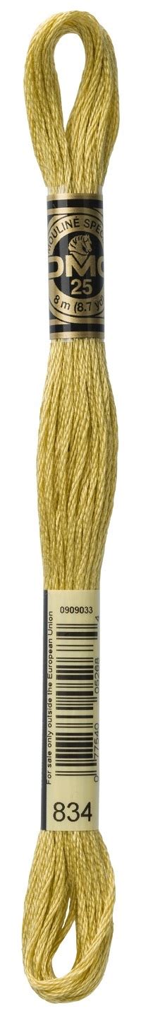 Dmc Embroidery Floss 6 Strand 834 Golden Olive Very Light Copper