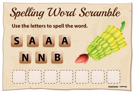 Spelling Word Scramble Template For Word Bananas Free Vector