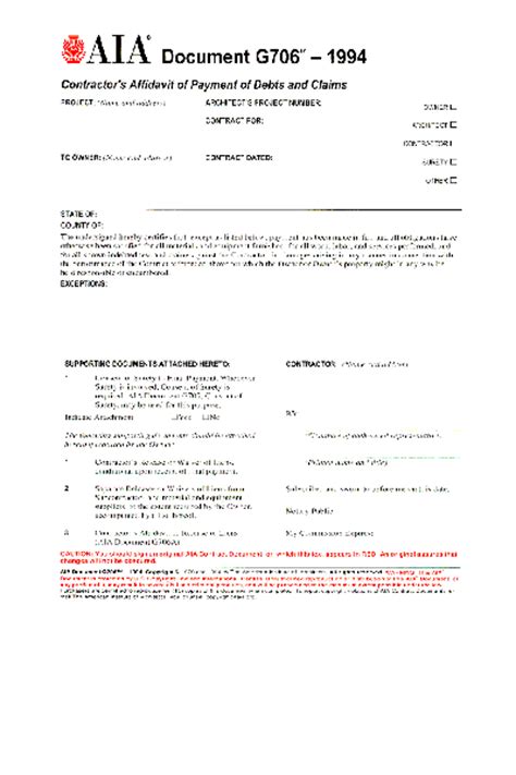 Aia g contractor´s affidavit of payment of debts and claims. Share Form::aia_g706-a-5315
