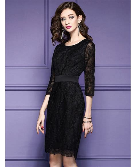If you want people to wear a tux pope agrees: Luxe Black Lace Sleeve Short Wedding Guest Dress Black Tie ...