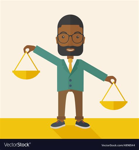Black Man Holding A Weighing Scale Royalty Free Vector Image