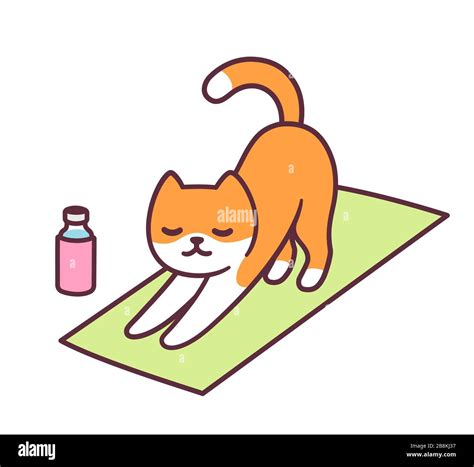 Cat Yoga Pose Cartoon
