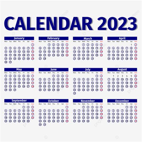 2023 Calendar Planner Vector Hd Png Images Calendar 2023 Blue Hexagon