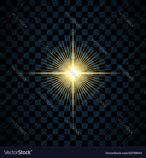 Sparkle Gold Star Isolated Transparent Background Vector Image