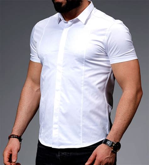 Мужская Белая Рубашка с Коротким Рукавом Р-447 купить ...