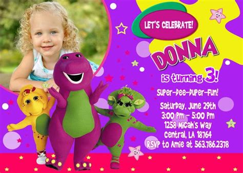 Barney Birthday Invitations Ideas For James Barney Birthday Party