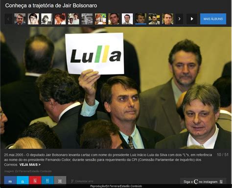 Foto Mostra Jair Bolsonaro Segurando Um Cartaz De Apoio A Lula