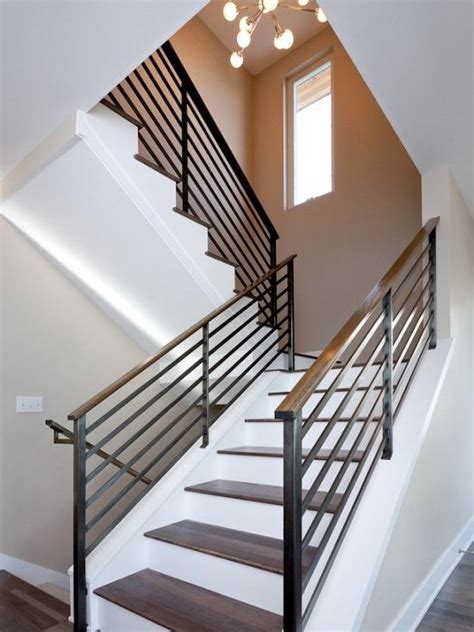 Here are three popular chair rail molding designs and styles available for your house. Horizontal Stair Railing Design. Modern Metal railing with ...