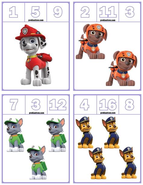Free Paw Patrol Number Clip Cards Numbers 1 20 Tpt Math Lessons