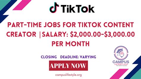 Approved Part Time Jobs For Tik Tok Content Creators Salary 200000