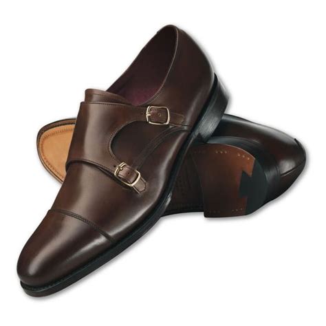 Handmade Men Dark Brown Dress Shoes Mens Leather Monk Shoes Mens