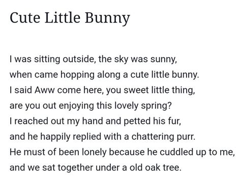 Cute Little Bunny Poem By Carol J Ross Poems Bunny Rhymes