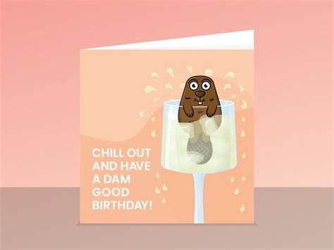 Beaver Birthday Card Dam Good B Day Funny Greetings For Etsy Uk