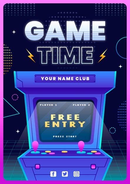 Free Vector Retro Gaming Poster Template Gaming Posters Retro