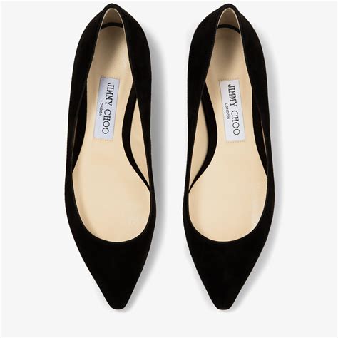 Black Suede Pointy Toe Flats Romy Flat Collection Jimmy Choo