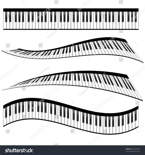 Piano Keyboards Vector Illustrations Various Angles Stock Vector