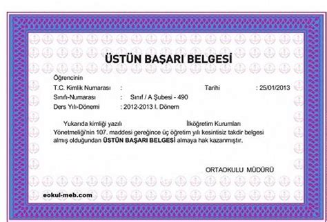 Lisede Üstün başarı belgesi kimlere verilir?