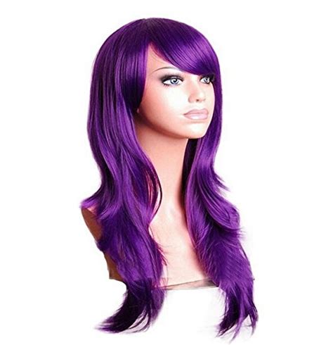 Purple Cosplay Wigs Long Hair Anime Costume Wig 28 Inch Halloween Wigs For Women