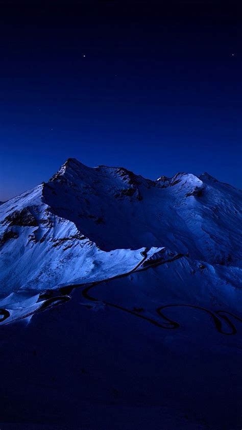 Night Sky Over Snow Mountain Peak Iphone 6 Plus Wallpaper Dark Blue