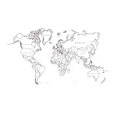 Blackandwhiteworldmaplabeledcountries In 2020 World Map Design