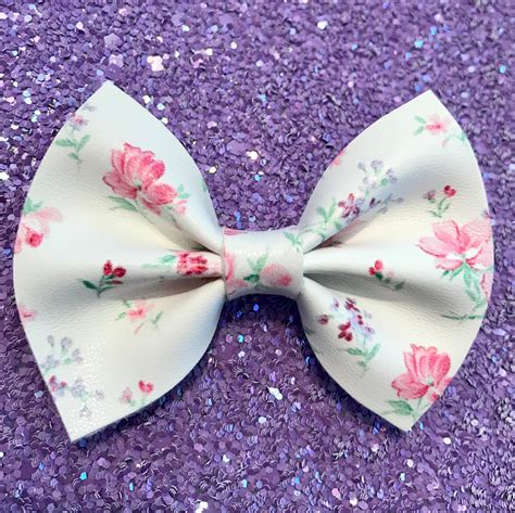 Floral Faux Leather Bow Etsy