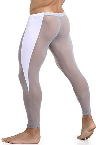mizok men s mesh yoga pants see through compression tights workout leggings grey wantitall