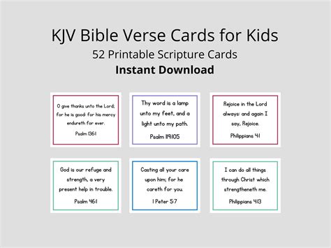 Kjv Bible Verse Cards For Kids Scripture Cards For Families Etsy