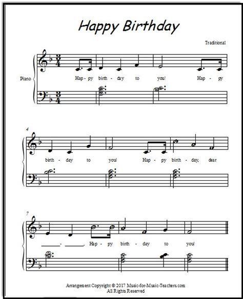 happy birthday  piano   chords    lettered notes  elementary students