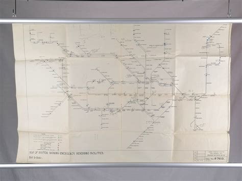 Large London Underground Map Showing Emergency Reversing Facilities