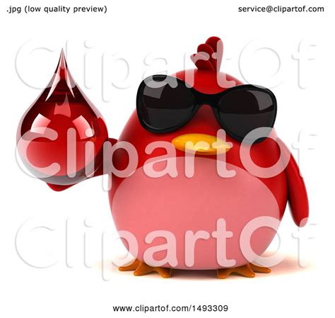 Clipart Of A 3d Chubby Red Bird On A White Background Royalty Free