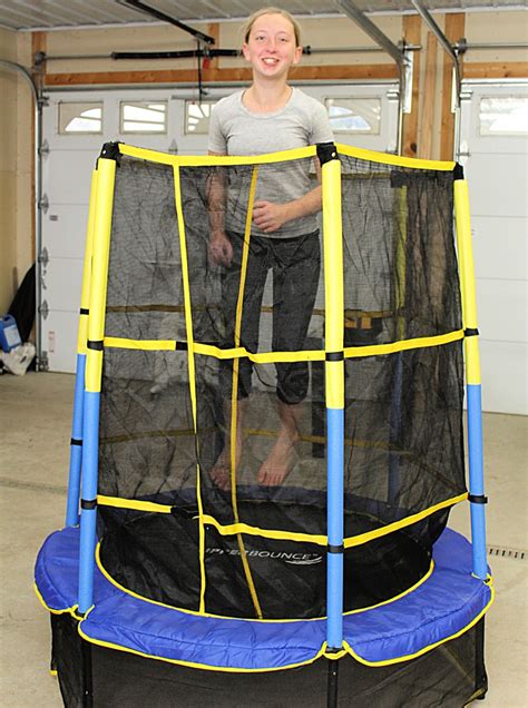 Use a drill if possible to speed this process up; Upper Bounce 55" Kid-Friendly Trampoline & Enclosure Set ...