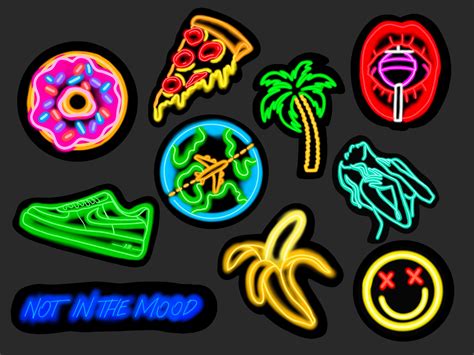 Neon Stickers Neon Sign Sticker Pack Colourful Stickers Etsy Uk